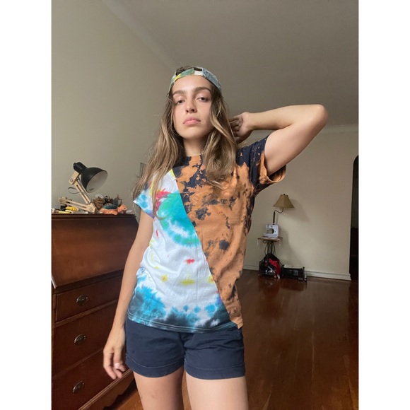 Alexander Kelly split tie-dye | reverse tye-dye soNY tee ~ Small - Picture 1 of 8